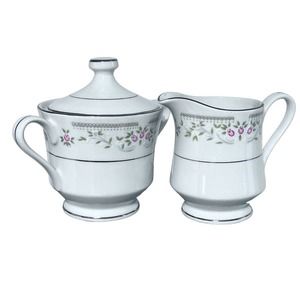 Vintage Elegance Fine China of Japan Creamer and Sugar Bowl with Lid